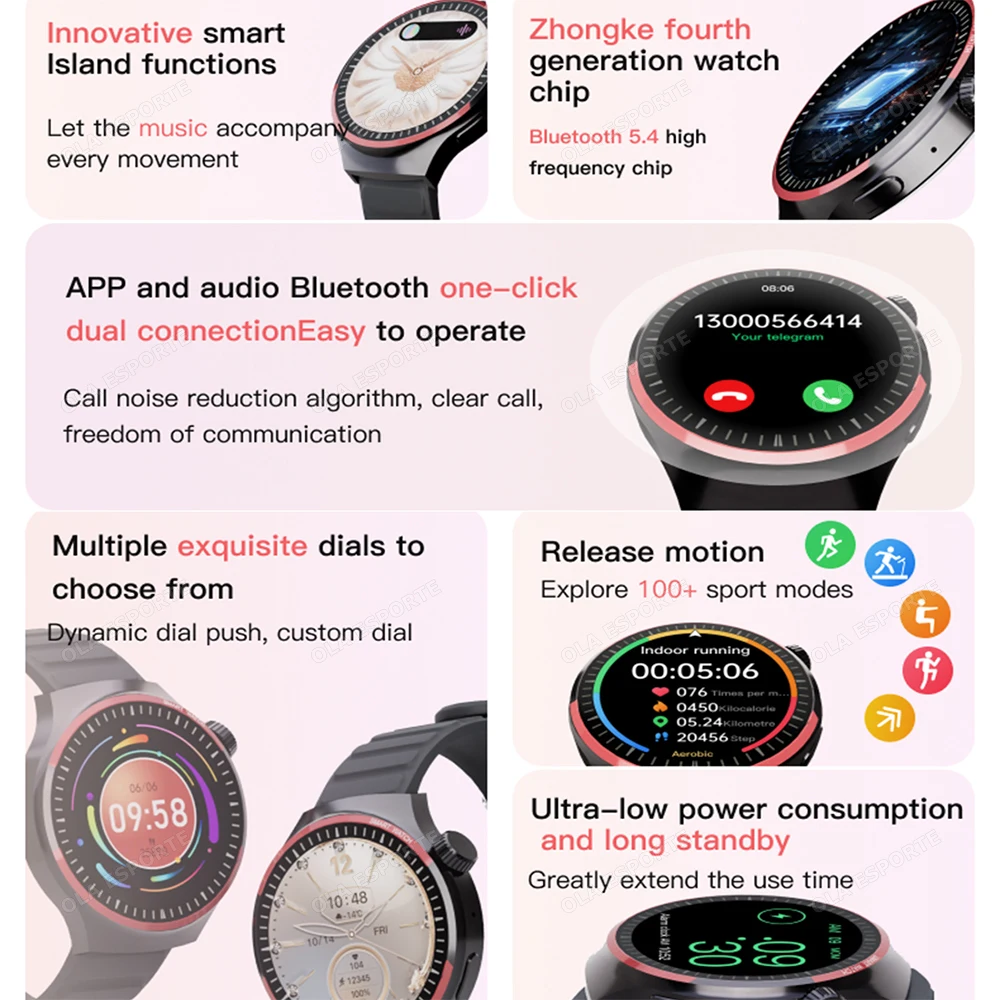 Smart Watch, Wireless Call/Dial, Multi Sport Mode, Multiple APP Reminder, Suitable for Every Friend, Compatible with IOS/Android