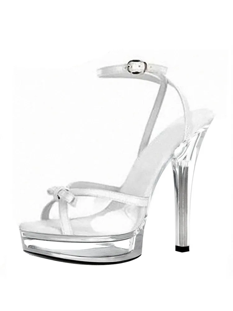 M-Jewel Ellie Shoes,5 inch heels Clear Platforms rhinestones Sandals