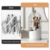 360° Rotating Makeup Brush Organizer - Dustproof Cosmetic Storage Box with Clear Lid Vanity Organizer for Lipstick Brushes Pens 3