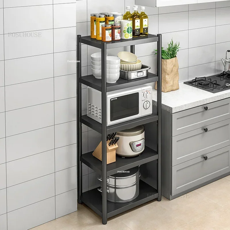 Metal Kitchen Cabinets Kitchen Pot Storage Cabinet Modern Floor Multi-layer Mobile Trolley Rack with Wheels Gap Storage Shelf GM