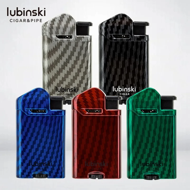 

LUBINSKI Outdoor Windproof Direct Punch Flame Metal Gas Lighter Large Fire Portable Visible Gas Window Cigar Lighter Men's Gifts