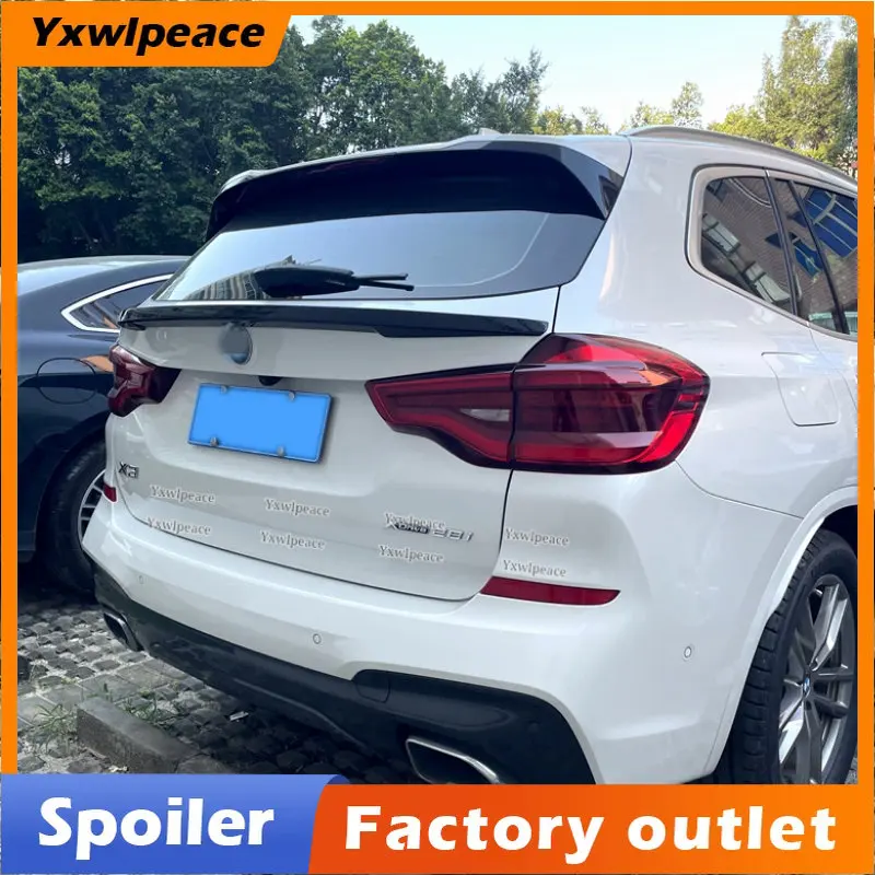 

For BMW X3 G01 2018-2023 High Quality Glossy Black and Carbon Fiber Look Rear Middle Spoiler Trunk Wing Car Accessories