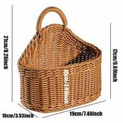 Wall-Mounted Simulated Rattan Decorative Basket for Vegetables and Fruits (S)