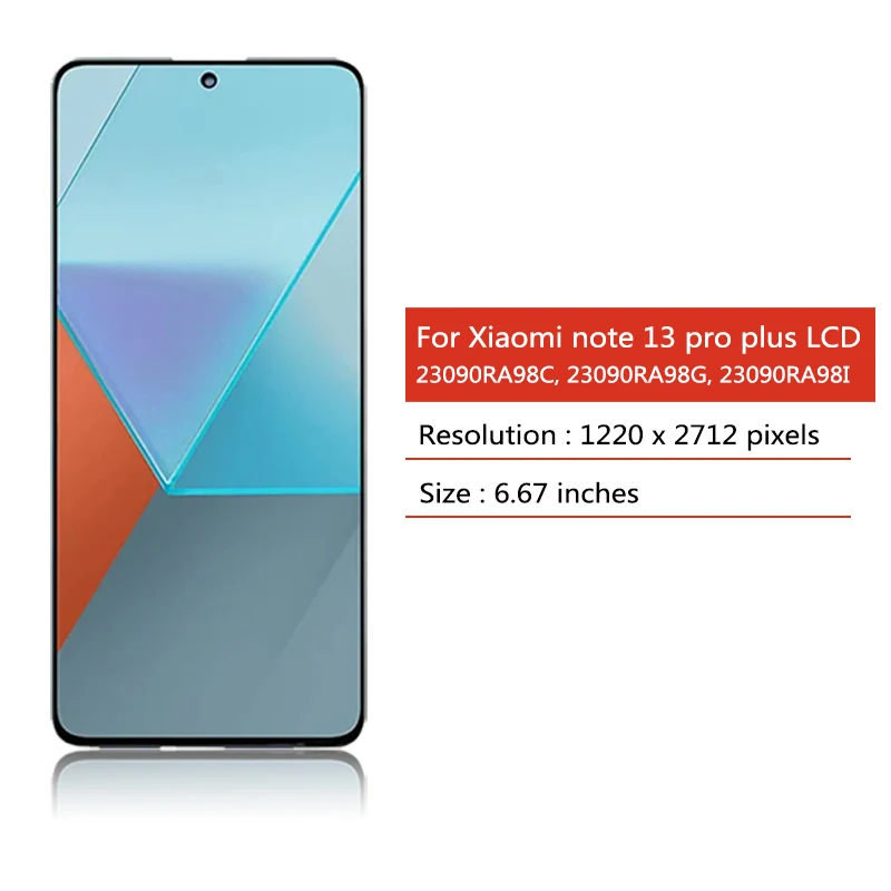 Xiaomi-redmi Note 13 Pro Plus Display Lcd Touch Screen Digitizer Assembly Impressão Digital Painel 6.67 Amoled 23090ra98c - Image 5