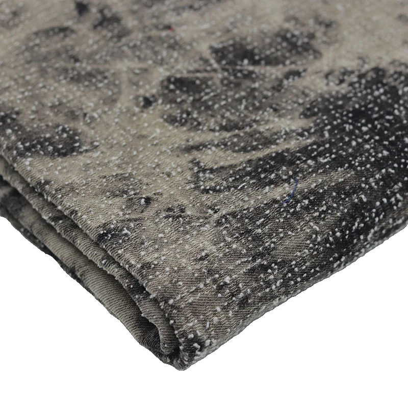 Wasteland Style Designer Black Tie-Dye Crochet Washed Denim Cloth Clothing Fabric High-End Handmade DIY Clothes Pants Fabric
