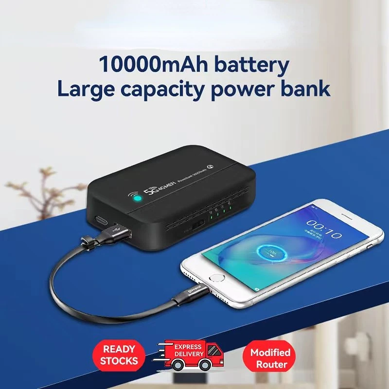 Banco de Potência Portátil para 4g Lte Roteador Móvel Usb Tipo-c Hotspot Bolso Wifi 10000mah Mifi sem Fio Pw100 - Imagem 3