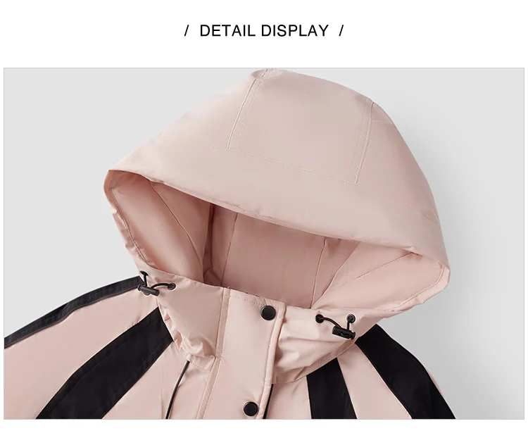 Down Jacket Women Contrast Color Patchwork Trendy and Cool Popular Garment Spring Three-Proof Loose Hooded Outerwear