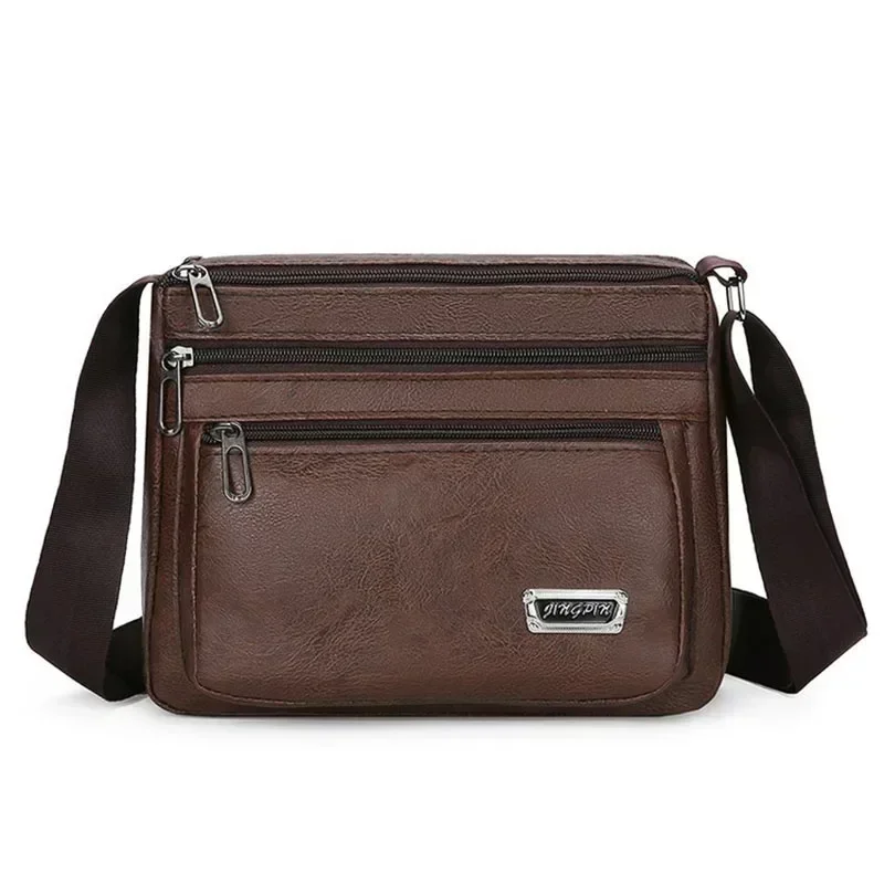 Пакет Mens PU Leather Crossbody Messenger Bag Large Capacity Waterproof Durable Business Travel Tote for Work Office Casual 크로스백