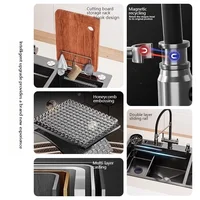 อ่างล้างจานสแตนเลสขนาดใหญ่ Double Slot น้ําตก Outlet สะดวกสําหรับจานและผักอ่างล้างหน้า 3