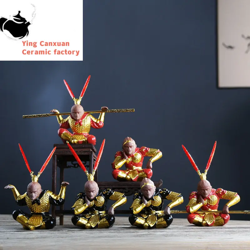 

Purple Sand Handicraft Decoration Qi Tian Da Sheng Monkey King Sun Wukong Home Antique Shelf Decoration Landscape Decoration