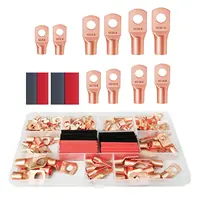 130PCS แหวนทองแดง Terminal ลวด Lugs ชุด SC6-35 Lug Bare สายจีบ/บัดกรี Connector Terminal 66 ท่อหดความร้อน 1
