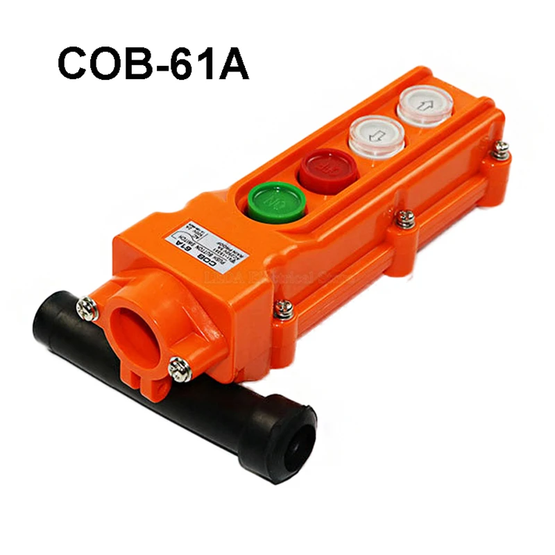 1Pcs COB-61A Rainproof Type Control Station Hoist Crane Push Button Switch Pendant Up-Down AC 250V 5A Orange Red