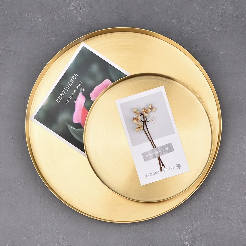 Storage Tray Kitchen Tray Jewelry Storage Tray Home Decor Golden Storage Tray Round Jewelry Desktop Display Plate Retro Kitchen Dinner Plate Golden Scissors Kitchen Organizer