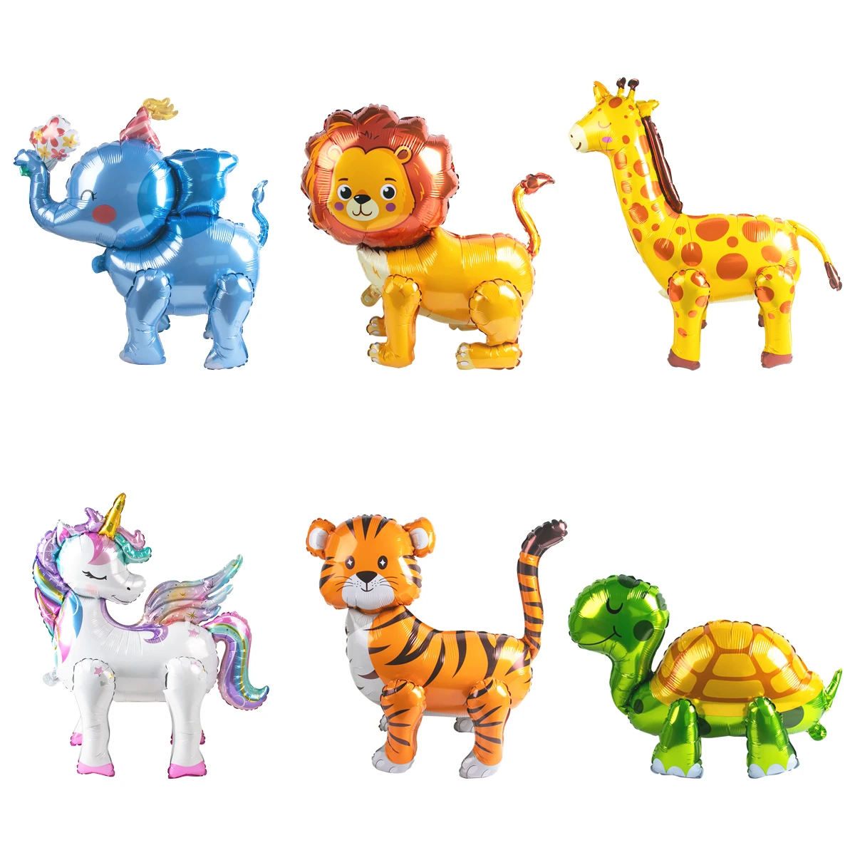 4D Jungle Safari Animal Foil Balloons Walking Animal Balloon Lion Tiger Elephant Giant Balloons Kids Birthday Party Balloons Toy