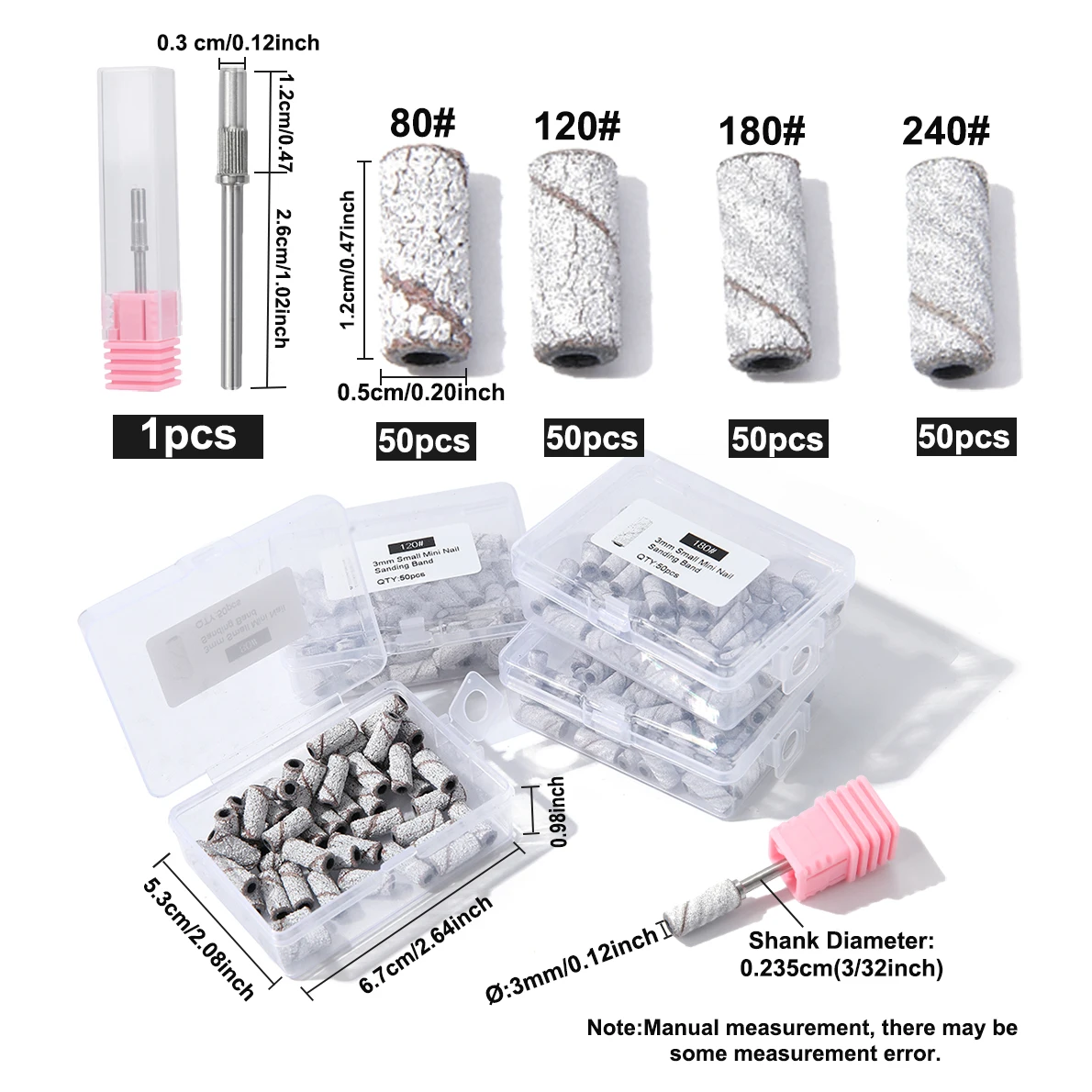 Sanding Bands For Nail Art 3MM 50 pcs 80/120/180/240 Grit Mini Nail Drill Bits For Manicure And Pedicure nail drill bit manicure tools electric manicure set electric nail drill bit manicure drill bit