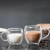 4 Sizes Heat Resistant Clear Double Wall High Borosilicate Glass Mug with Handle Coffee Milk Juice Water Cup Espresso Shot Glass 3