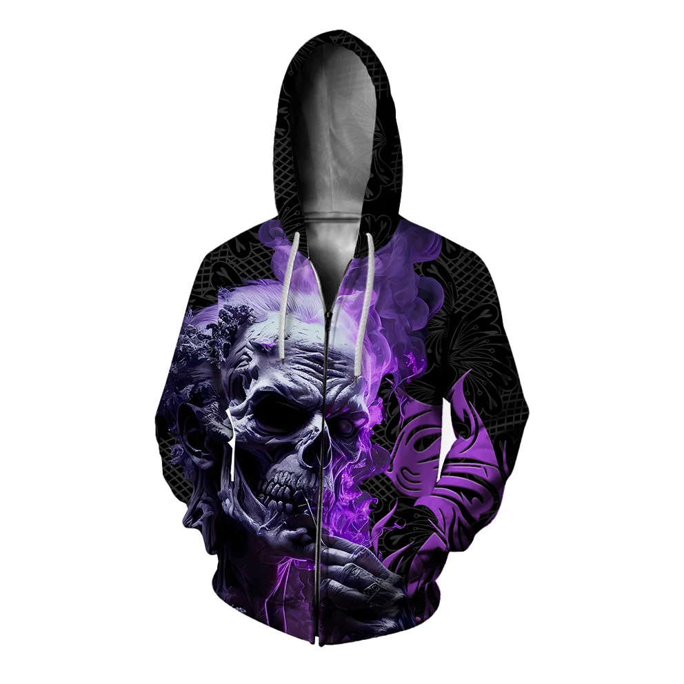 thumbnail image 1 of Ropa de otoño para hombre Sudadera con capucha para hombre Sudadera con capucha para hombre Sudadera con capucha con estampado de serie Skull Sudadera con capucha y cremallera Sudadera con capucha hol, 1 of 5