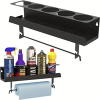 5Aerosol Spray Can/Paper Towel Holder,Paint Bottle Storage Rack,Steel Wall Mount Shelf,Tool Organizer for Garage,Craft Workspace 1