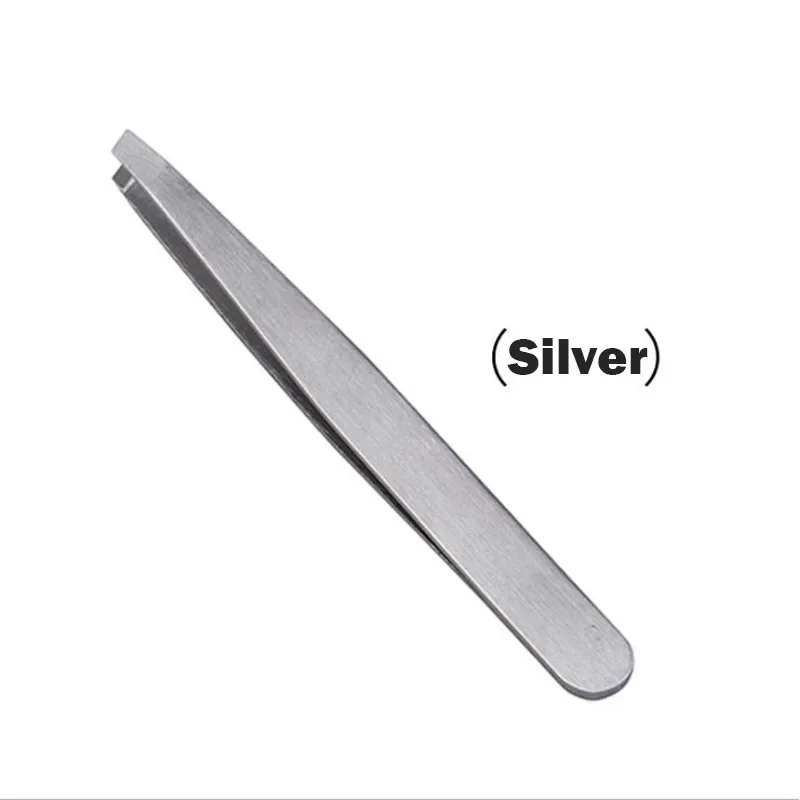 1PC Black Eyebrow Tweezer Hair Beauty Slanted Puller Stainless Steel Eye Brow Clips Hair Removal Makeup Tool Accessories