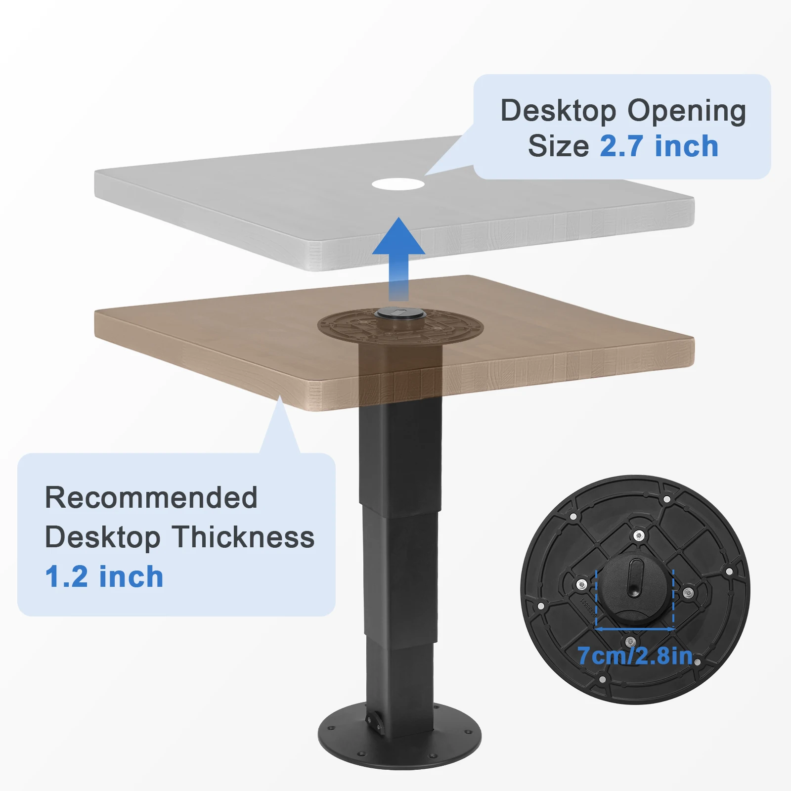 Heavy Duty Camper Table Pedestal with Gas Lift Versatile Table Pedestal Aluminum Alloy Lift Up Table Base for RV Boat Caravan