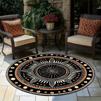 African Geometric Round Rug 2