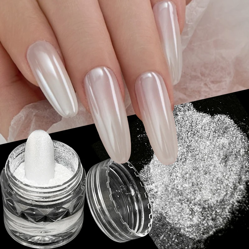 White Chrome Fairy Nail Powders Iridescente Glitter Aurora Mirror Pigments Aurora Mirror Nail Art Dust Manicure Accessori Per Unghie