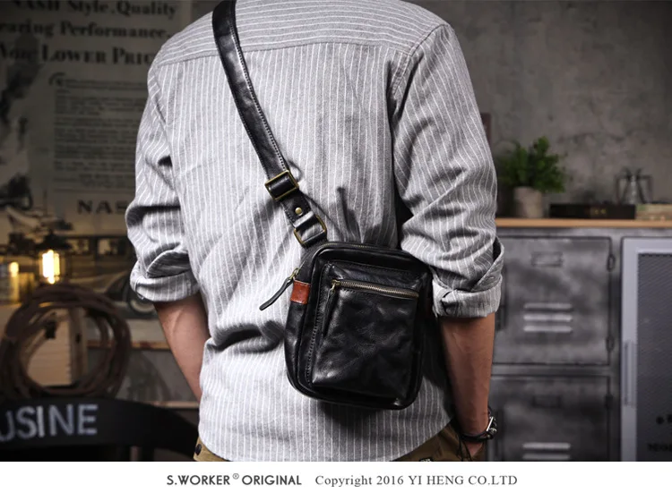 PNDME Casual Designer handgemachte hochwertige echtes Leder Herren Umhängetasche Outdoor täglich Luxus Rindsleder Umhängetasche – Detail 3