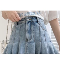 New Summer 2024 Plus Size Denim Skirt Women High Waist Pleated Large Size A Line Mini Jean Skirt Women Streetwear Saia Hot Sale - Image 6