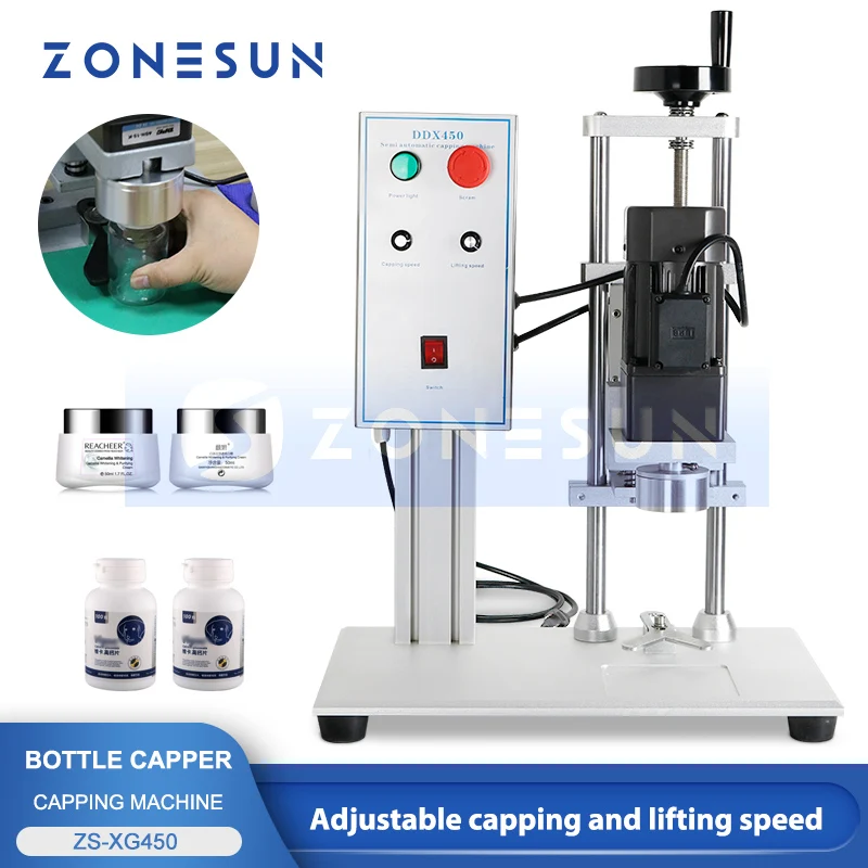 ZONESUN Electrical Semi-Automatic Lotion Hand Gel Bottle Capping Machine Flip Top Cap Screwing Sealing Machine ZS-XG450