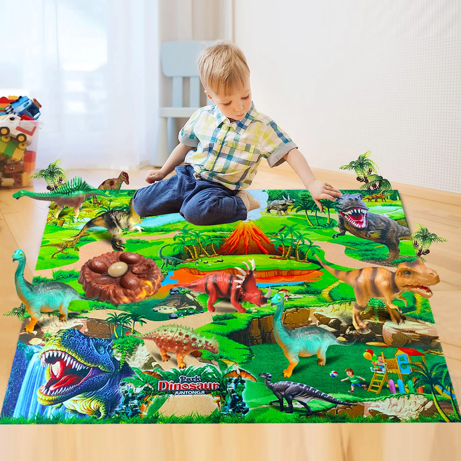 Dinosaur Toys Inovador colorido Dino Playset - Durável educacional realista  Dinosaur Playset - Brinquedos para meninos e meninas de 3 anos - Tapete de  jogo com estojo de armazenamento