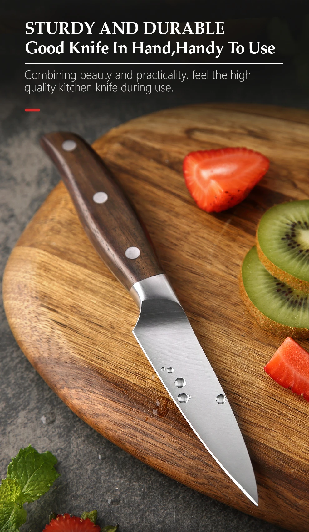 xinzuo faca alemã em aço cabo vermelho de para cozinha frutas