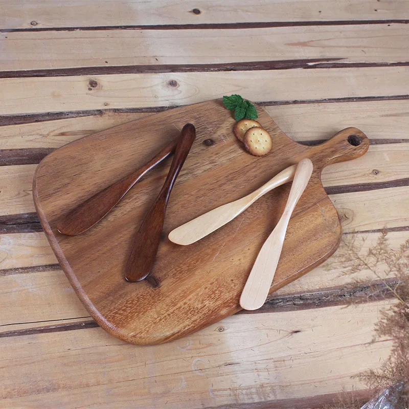 Butter Knife Japanese-style Solid Wood Jam Knife Butter Knife Natural Bread Cake Smooth Wooden Tableware Kitchen accessories