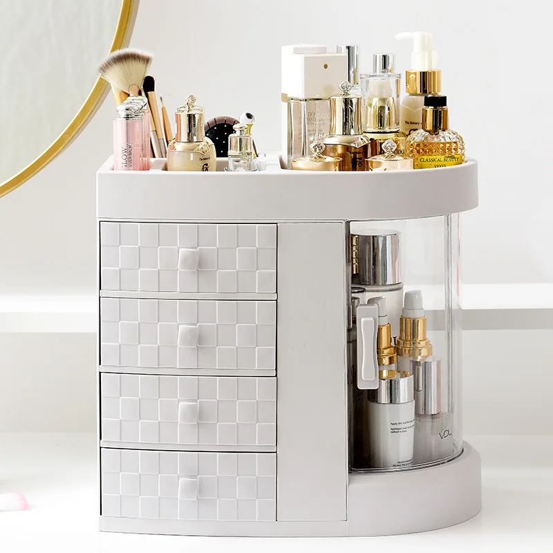 

Makeup Case Dust-proof Organizer for Cosmetics 180 Rotating Storage Boxes Multilayer Drawer Storage Makeup Transparent Visual