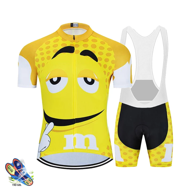 M Bean Team Short Sleeve Cycling Jersey Set Bib Shorts Men
