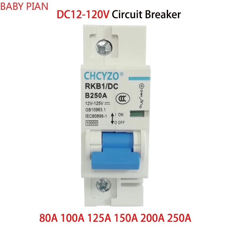 1P 2P 12V 24V DC Circuit Breaker 36V 48V 60V 72V 96V 120V Solar Cells