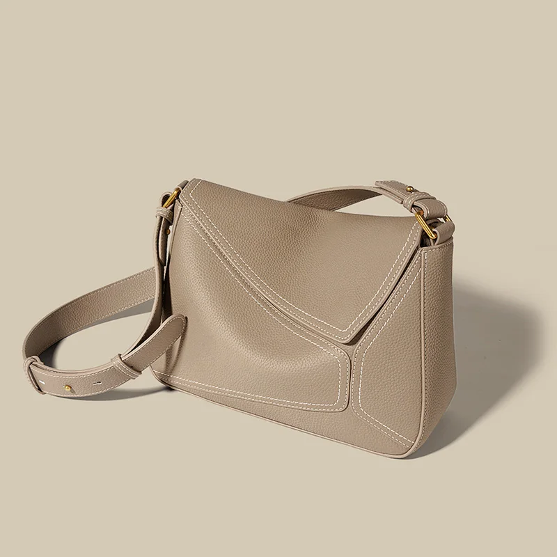 Women's Bag Genuine Leather Geometric Tote Bag 2024 Autumn Lady Underarm Shoulder Bag Female Popular Commuter Messenger Handbag 3