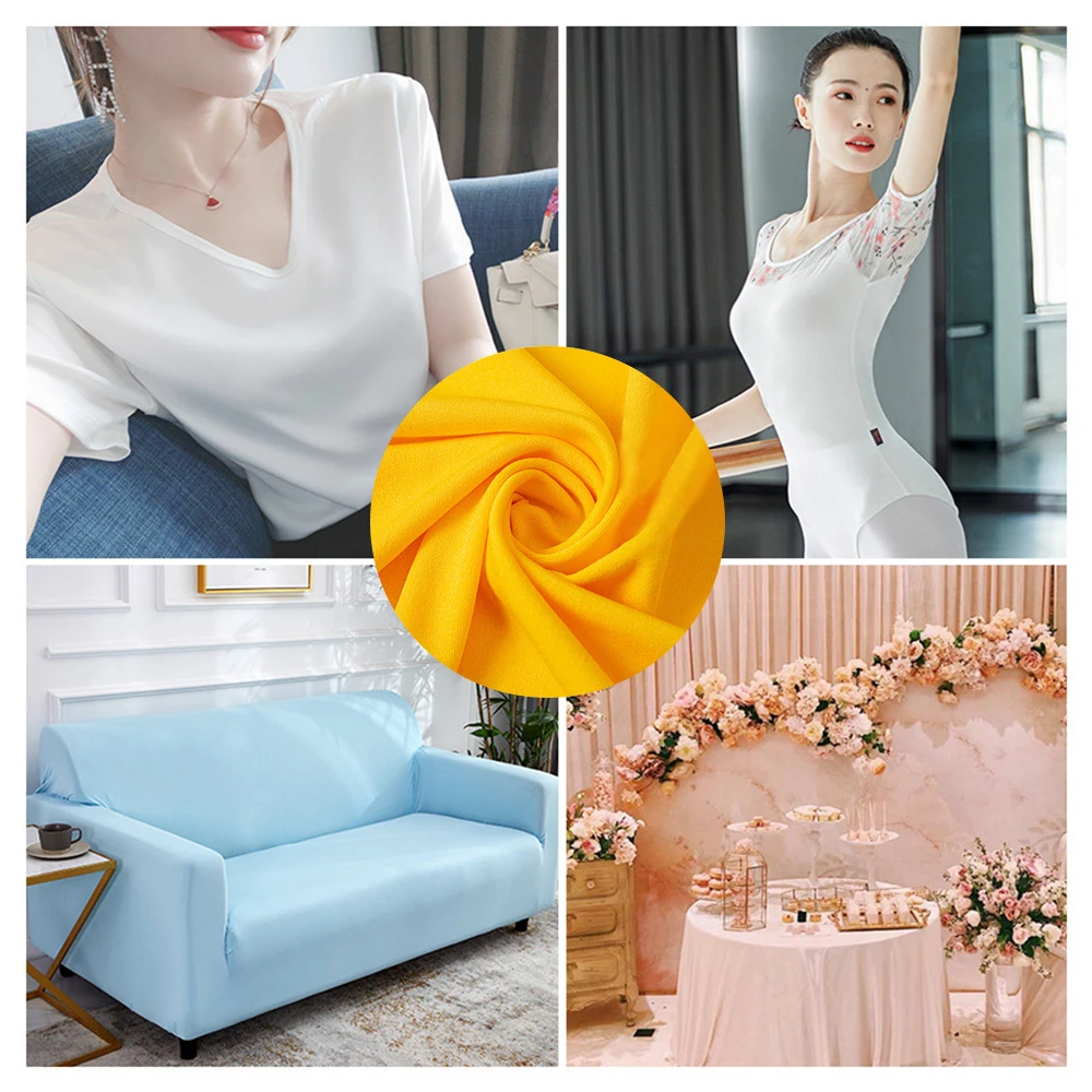 165cm x 50cm High Elastic Knitted Milk Silk Four-Sided Stretch Fabric for Dancewear Sportswear Summer T-shirt Dress HandMade