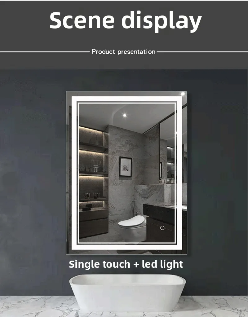 Miroir de maquillage LED anti-buée à lumière vive