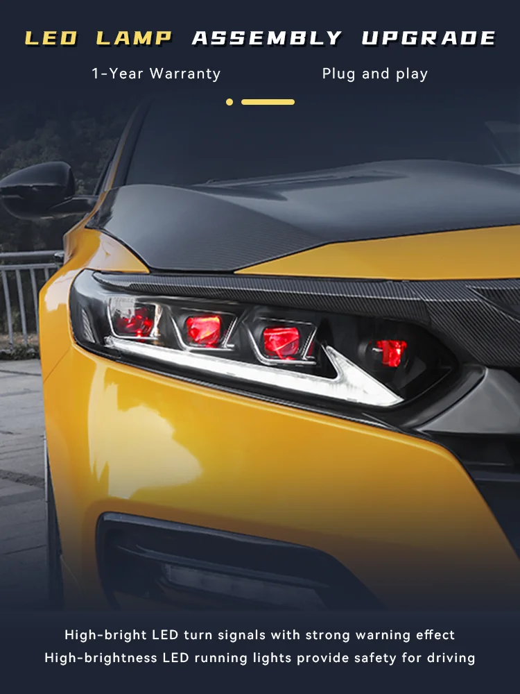 

Car Lights For Honda Accord G10 2018-2023 Headlight Full LED Upgrade Highlight Projector Bifocal Lens Accessories Front Lamp