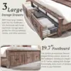 Farmhouse King Size Bed Frame with Roman Column Decoration,with 51" Tall Headboard, Wood Bed Frame with 20" Tall Footboard. 2