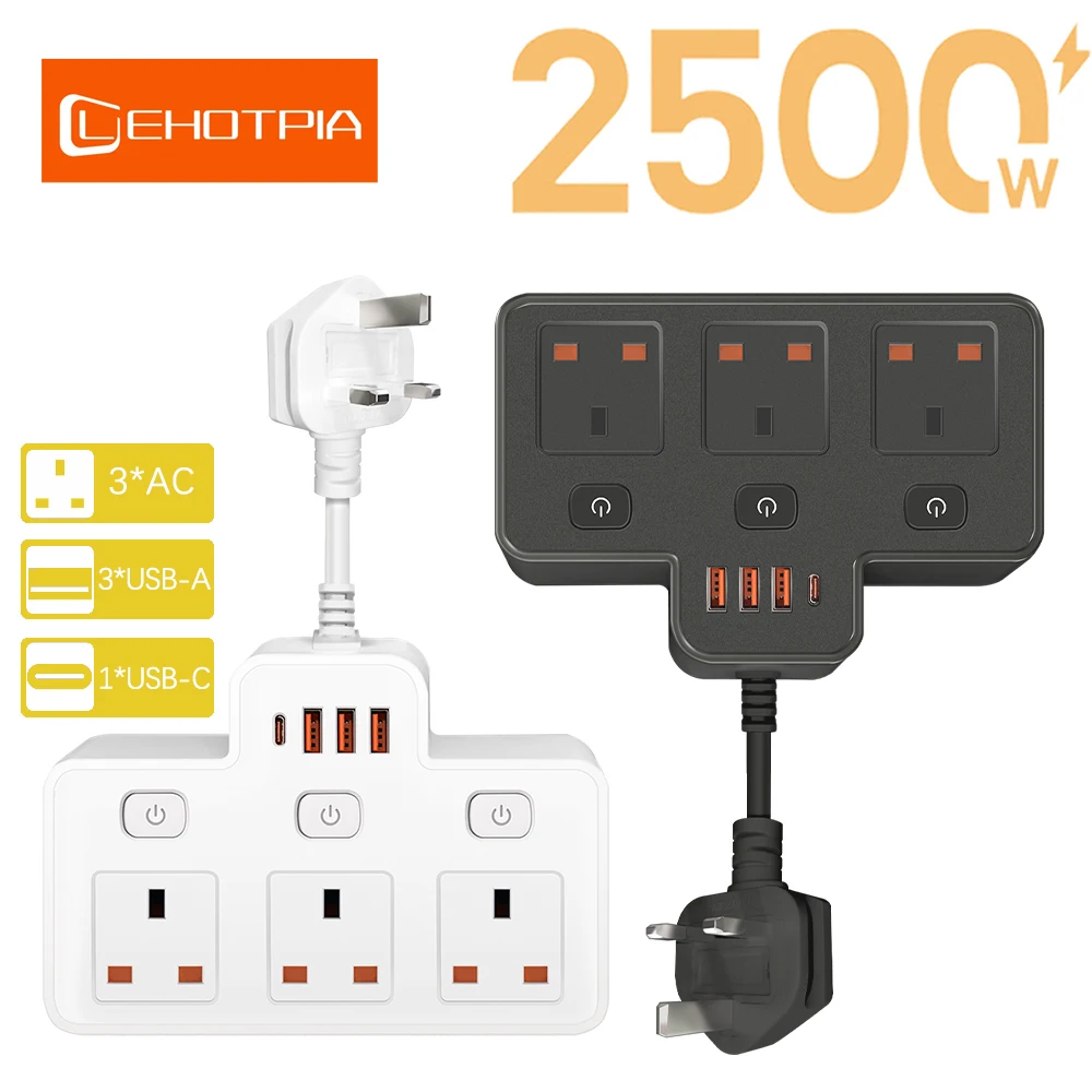 توصيلة كهرباء Lehotpia بمفاتيح مستقلة ومنافذ USB و...