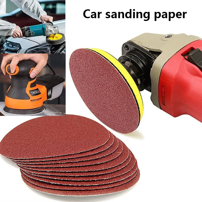 10pcs Car Round Flat Polishing Sanding Paper Dry Grinding Sandpaper 60 to 1000 Grit For Polishing Grinding Car Maintenance