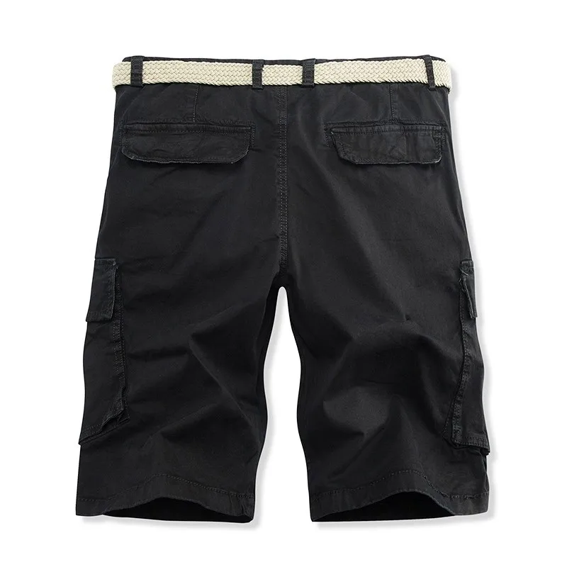 Workwear Shorts Men's New Summer Style Washed Solid Color Multi Pocket Casual Pants Cotton Men's