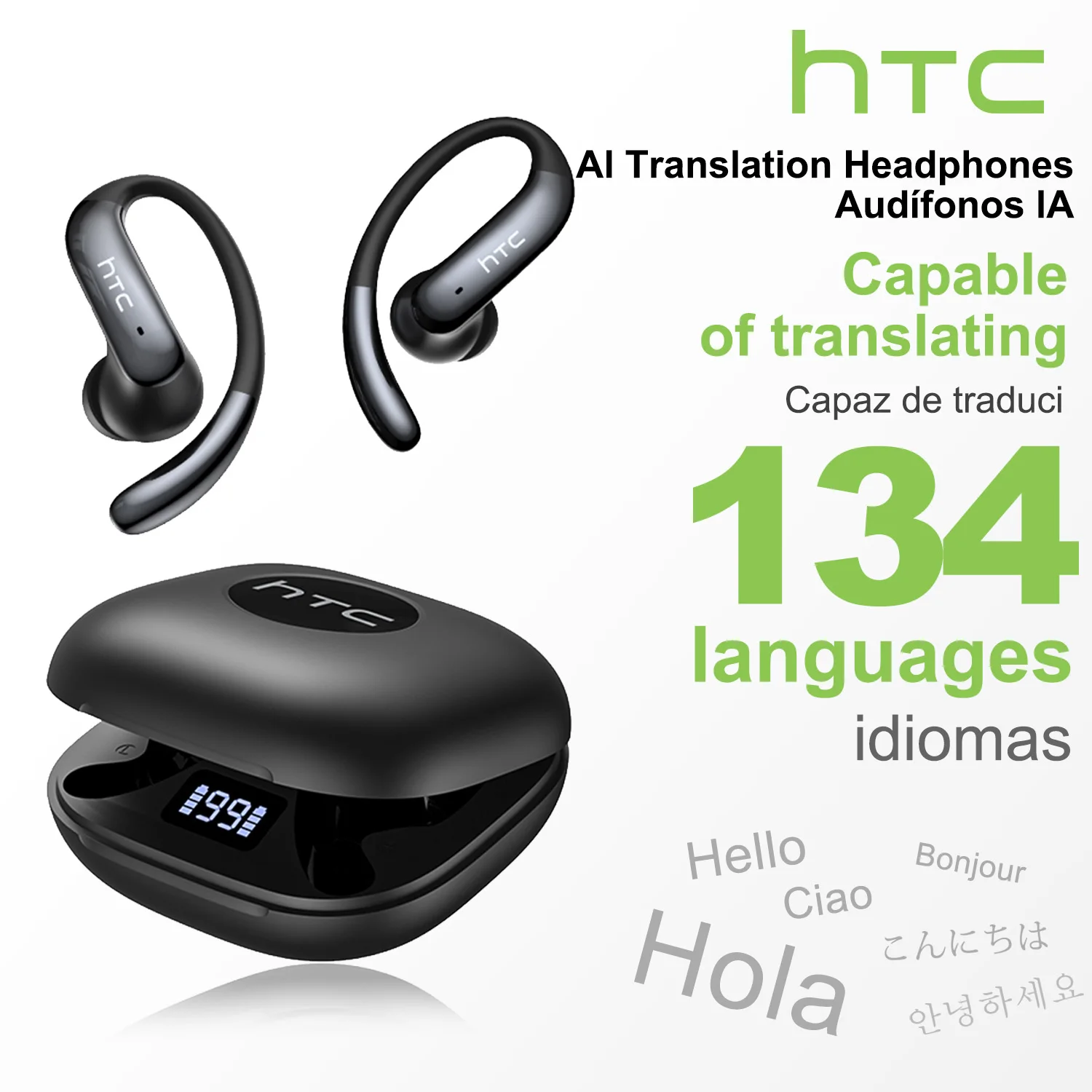 Ultra-Light Bluetooth V6.0 Wireless Ear-Hook Sport Earbuds with AI Translation