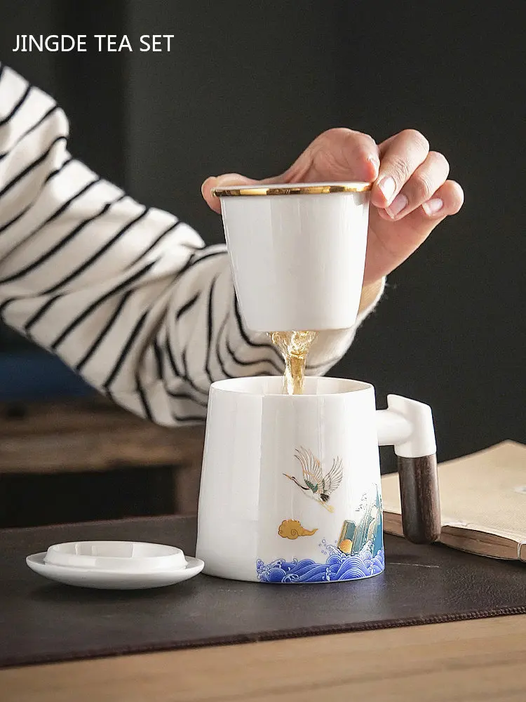 Tasse à Thé avec Infuseur et Couvercle 500ml Grand - Céramique