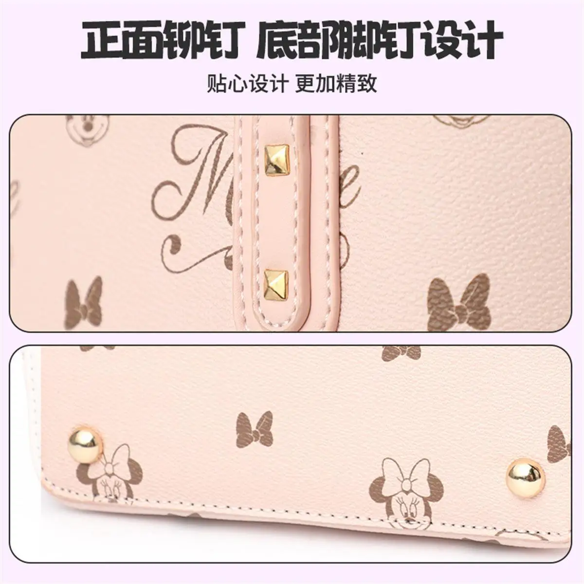 Disney Purses and Handbags Minnie Mouse Tote Bags for Women Large Capacity Kawaii Crossbody Shoulder Bag Anime Case Cute Wallet