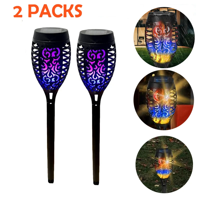 รูปสินค้า โคมไฟพลังงานแสงอาทิตย์ 6 แพ็ค 12 LED RGB กันน้ำ ตกแต่งสวนกลางแจ้ง