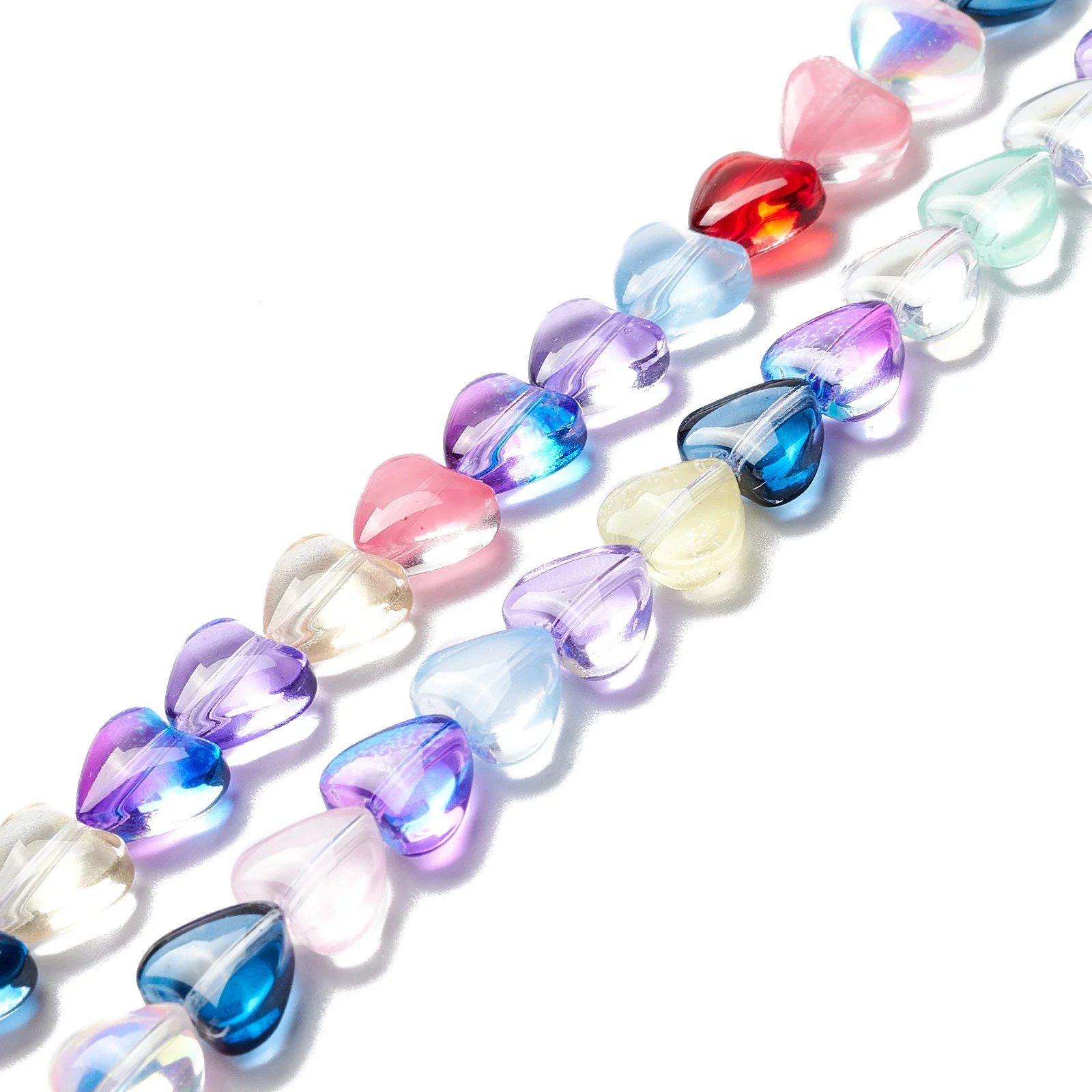 

88~90pcs Transparent Glass Beads Heart Loose Spacer Beads For Valentine's Day Handmade Necklace Bracelets Jewelry Making