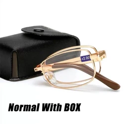 Compact Unisex Bifocal Folding Reading Glasses with Leather Case - +100 (Normal with box)
