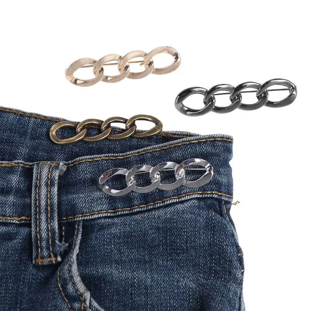 Pantaloni Con Fibbia In Vita Bottoni Tenditori Con Bottoni Fermagli Regolabili Con Catena A Torsione Spille Con Clip In Vita Bottoni In Jeans Dorati P